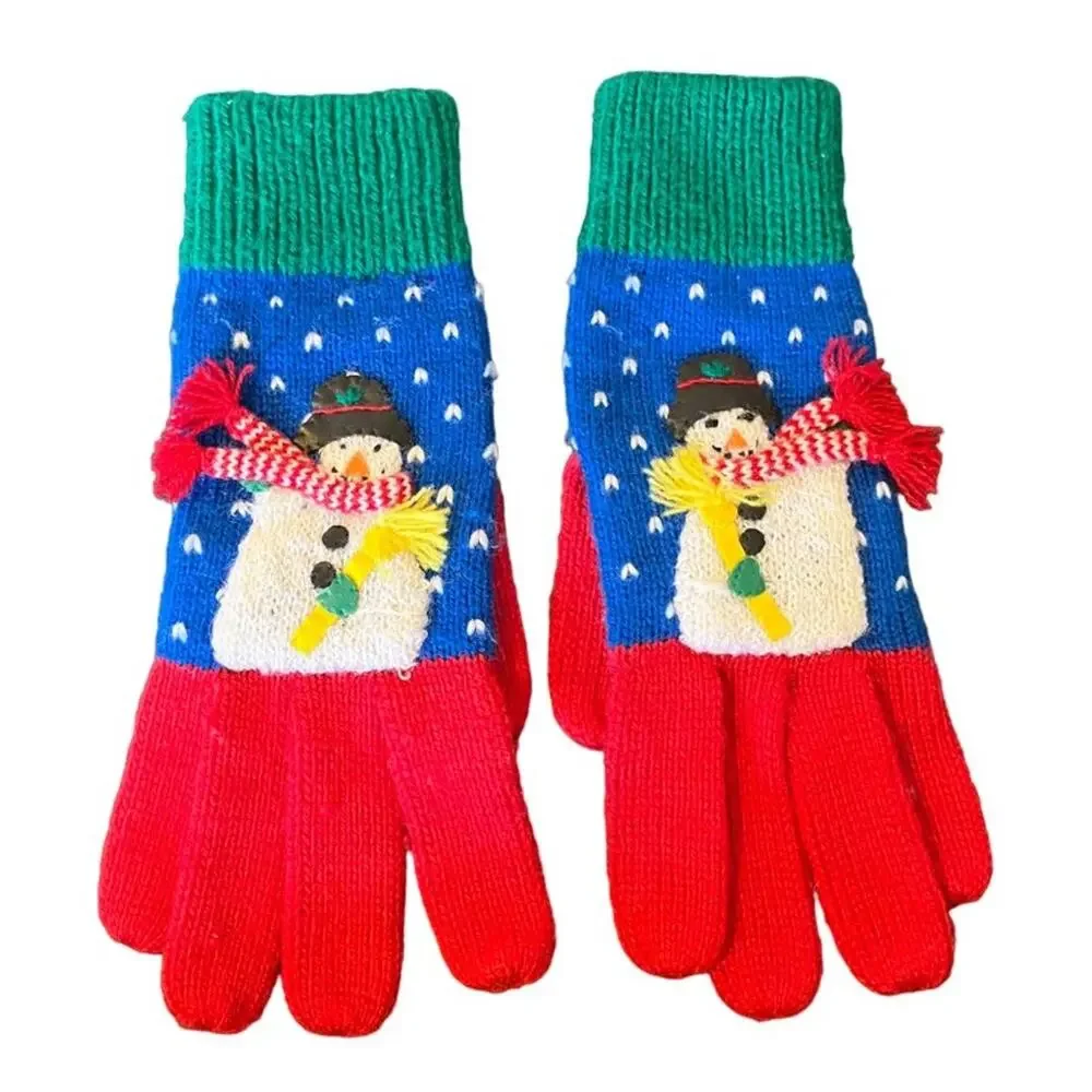 TALBOTS Colorful Festive Snowman Winter Gloves